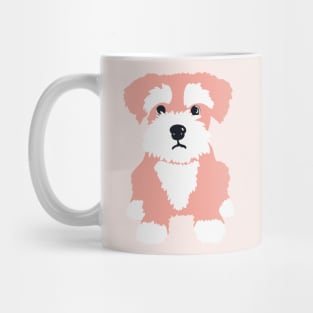 Sweet Pink Miniature Schnauzer Puppy on Dark Blue Background Mug